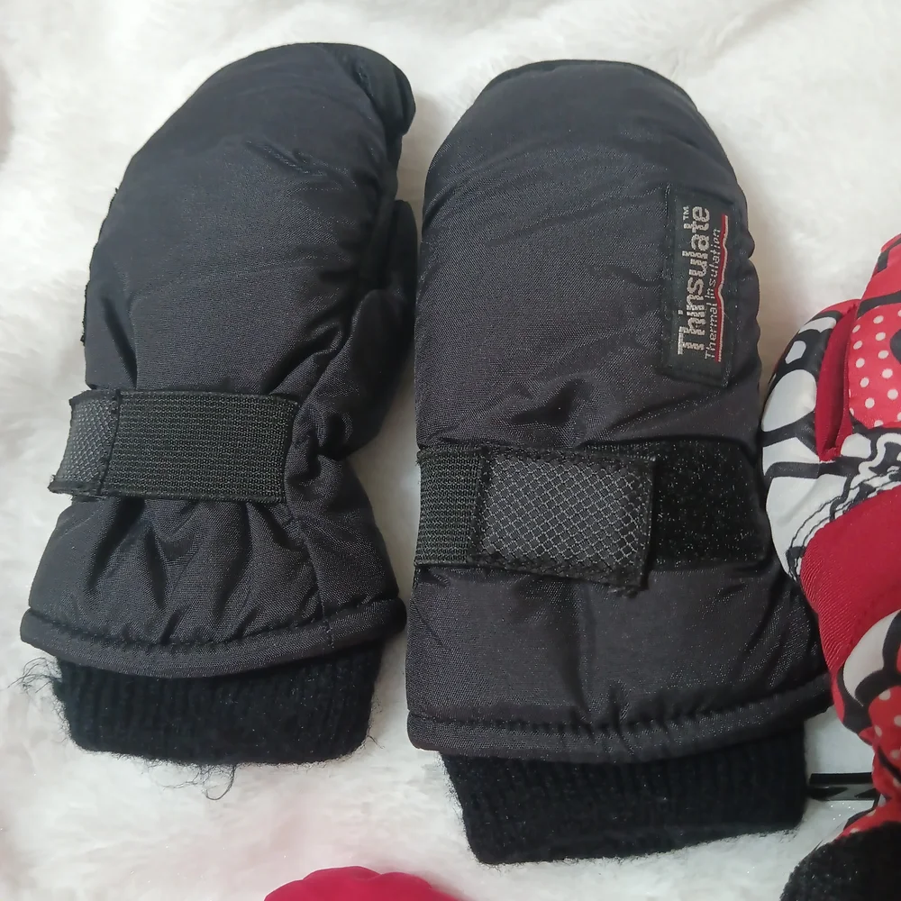 Kids Winter Gloves and Mittens Set - Pink, Blue, Black, Red